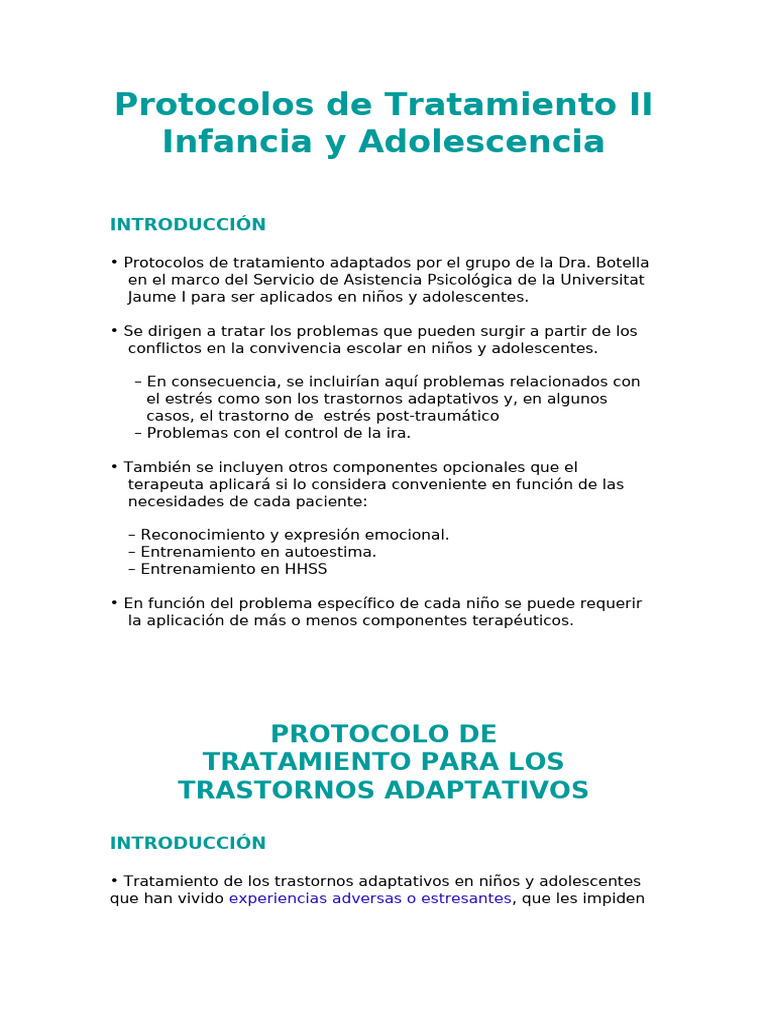 Protocolo de Tratamiento II | PDF