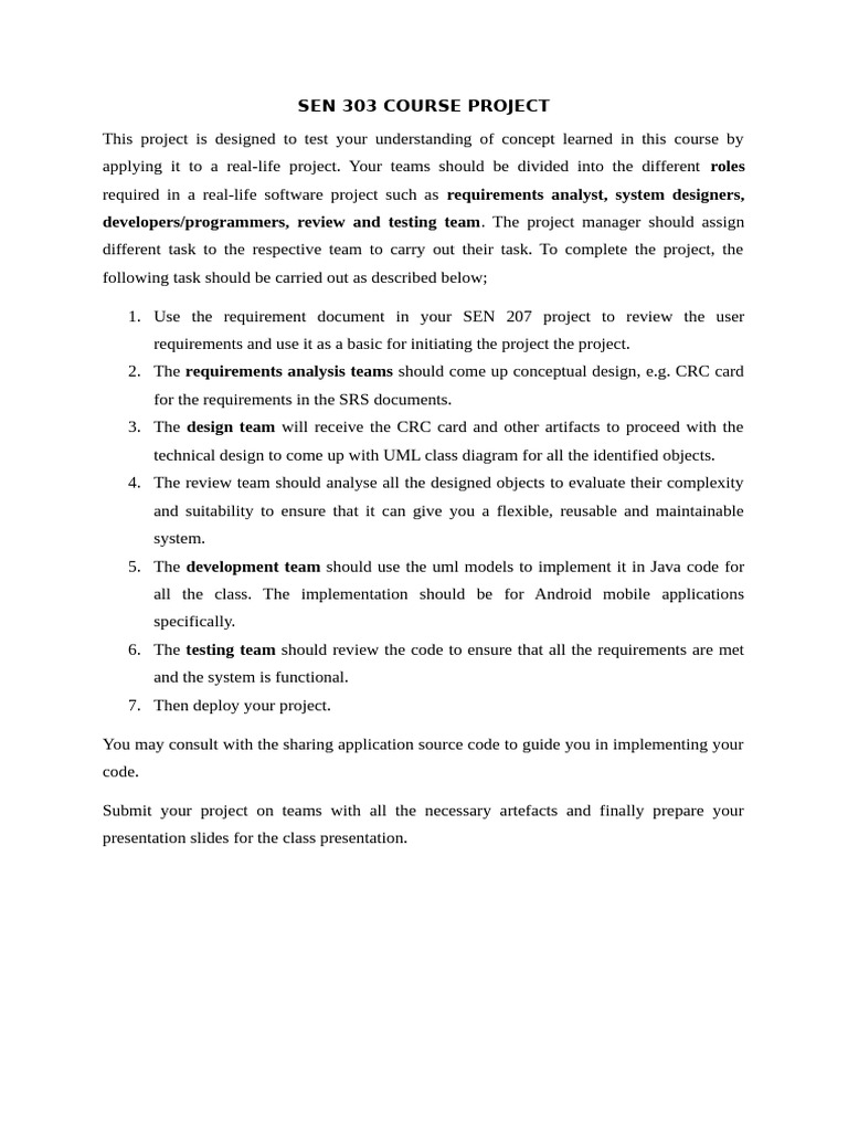 Sen 303 Course Project | PDF | Technology & Engineering