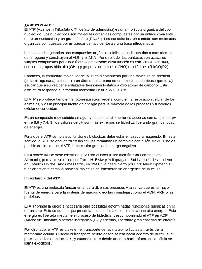 ¿Qué Es El ATP? | PDF