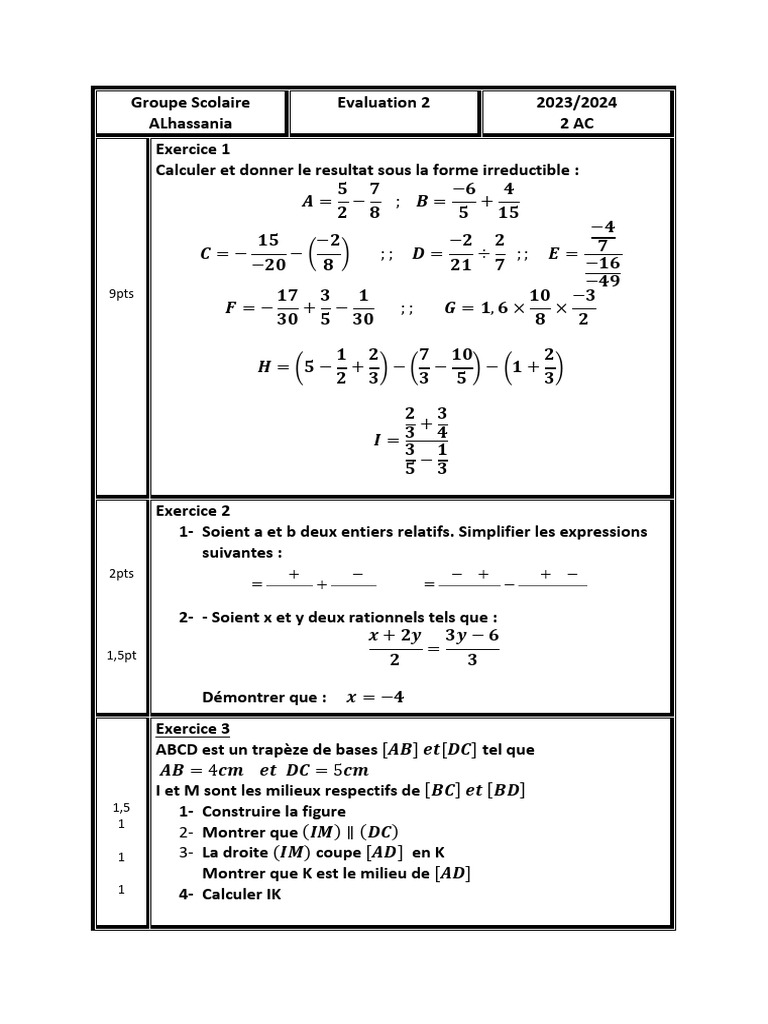 Controle 2 Pour 2 AC 2024 | PDF