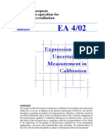 EA-4-02 Expression of The Uncertainty of Measurement in Calibration