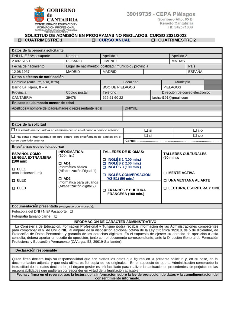 CEPA Solicitud Charo | PDF