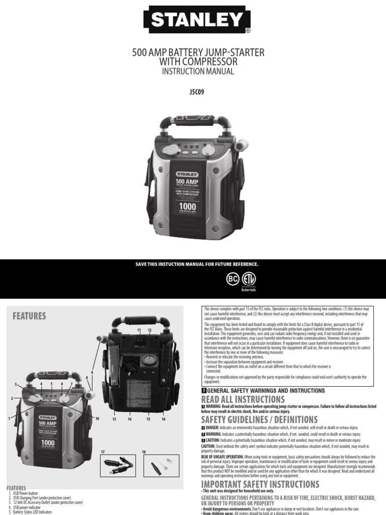 Stanley Battery Charger Manual