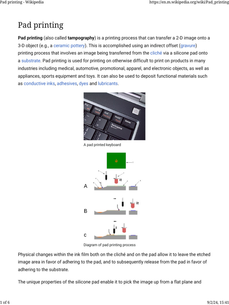 Pad Printing - Wikipedia | PDF