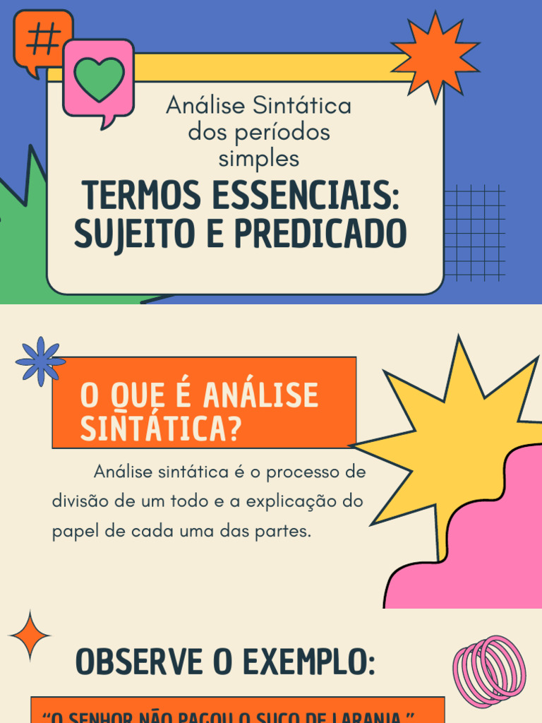 Termos Essenciais Análise Sintática Do Período Simples | PDF