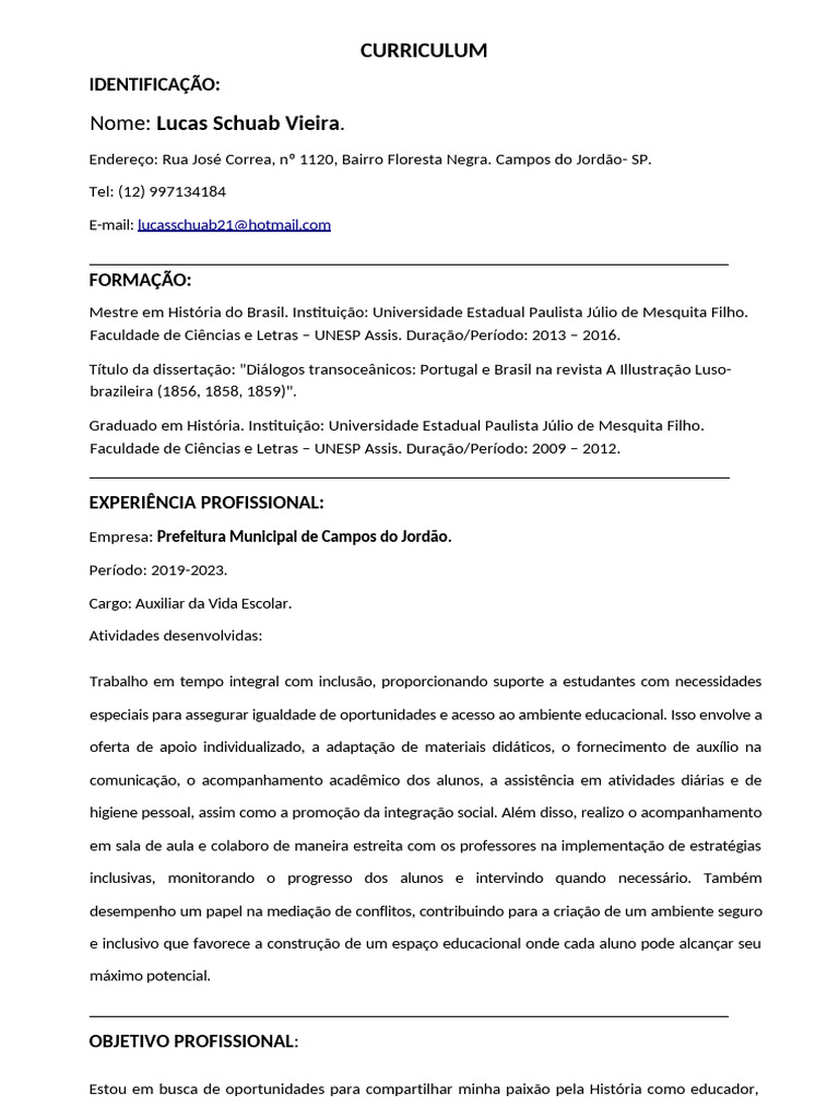 Lucas Schuab Curriculum | PDF