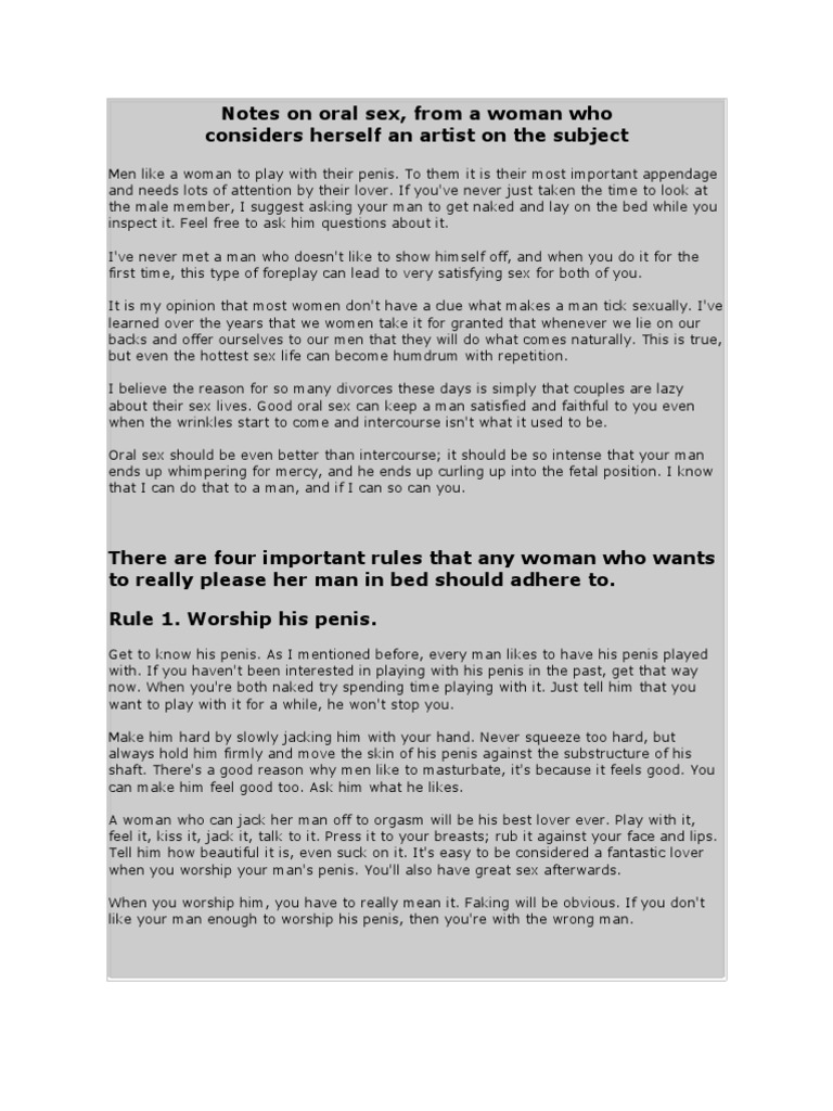 Notes On Oral Sex | PDF | Circumcision | Fellatio