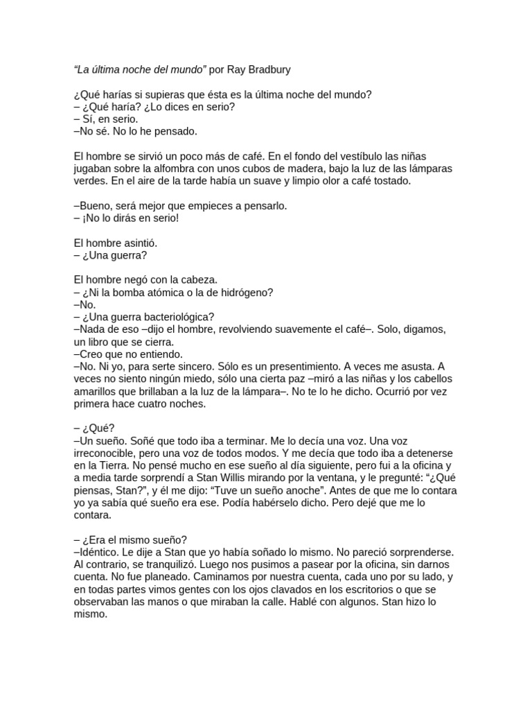 La Última Noche Del Mundo | PDF