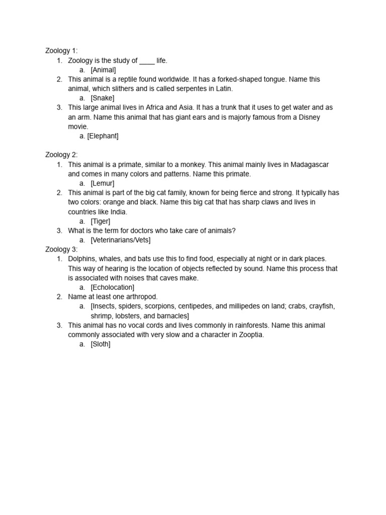Zoology | PDF