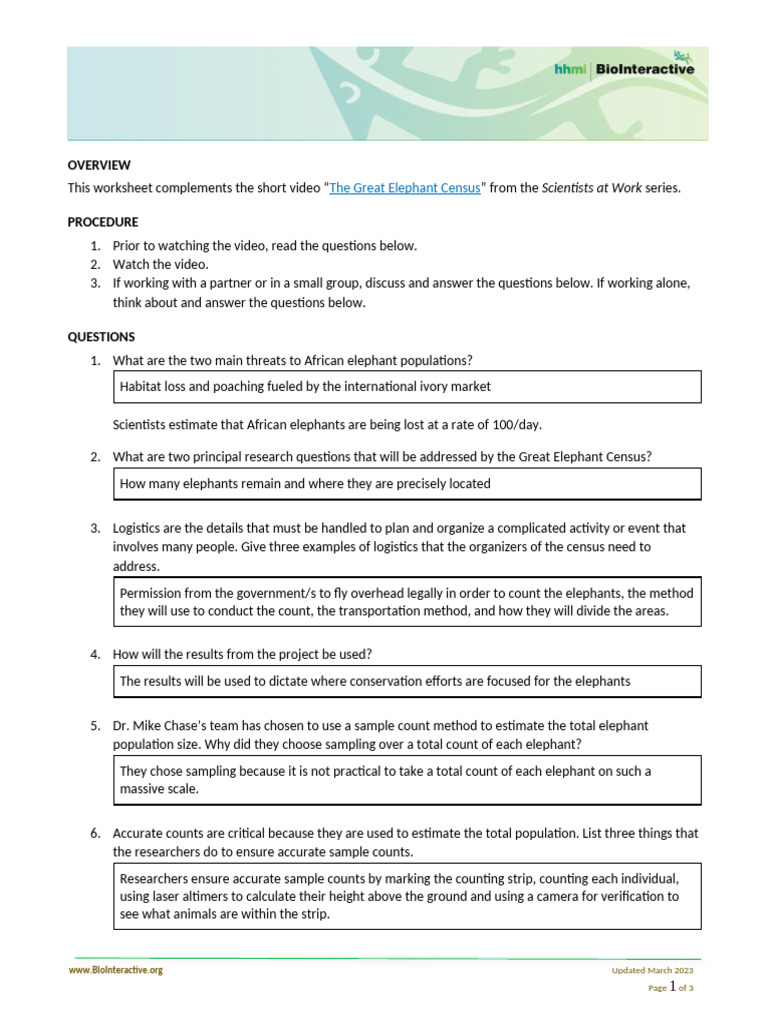 Student Worksheet | PDF