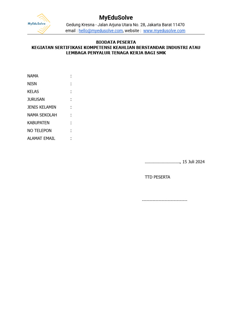 Format Biodata Peserta Pdf