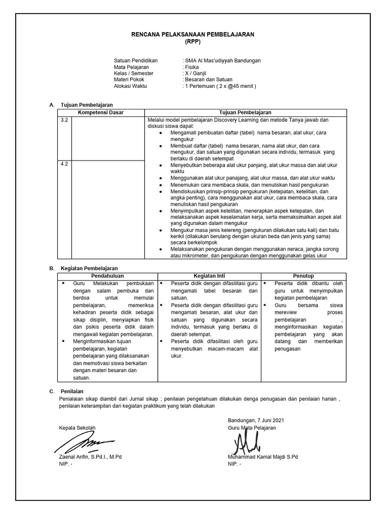 Fisika X RPP Muhammad Kamal Majdi (SFILE | PDF