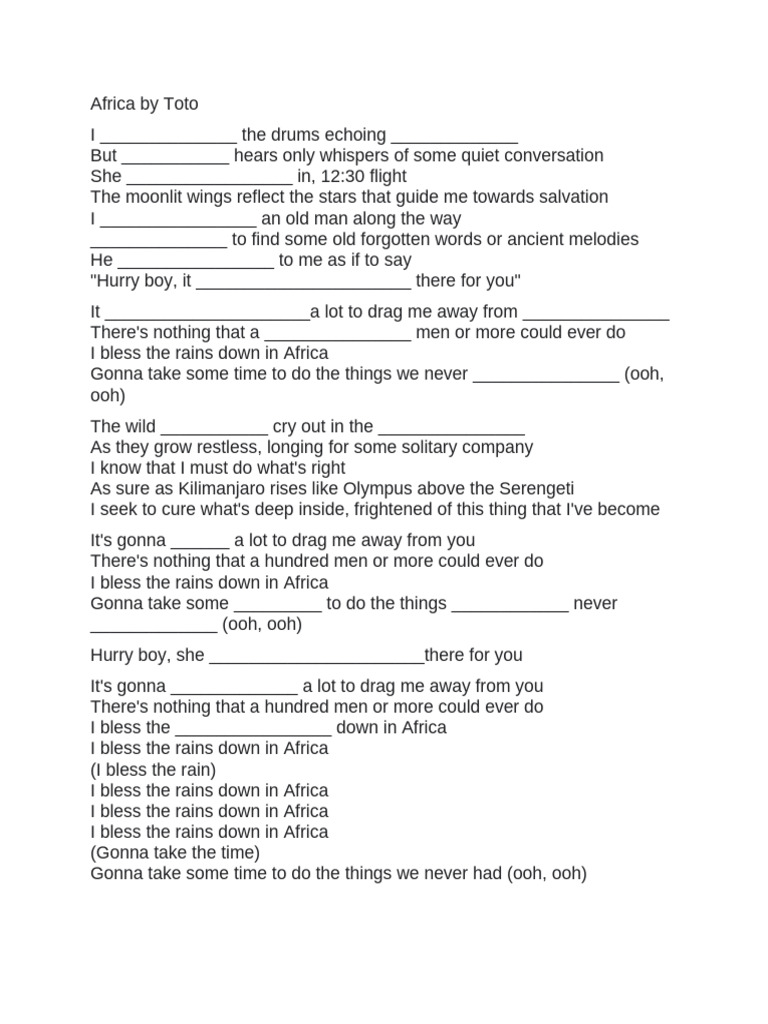 Africa Song Pdf