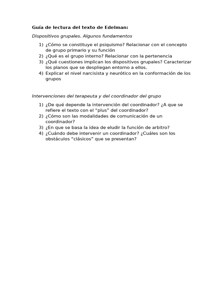 Guia de Lectura Del Texto de Edelman | PDF