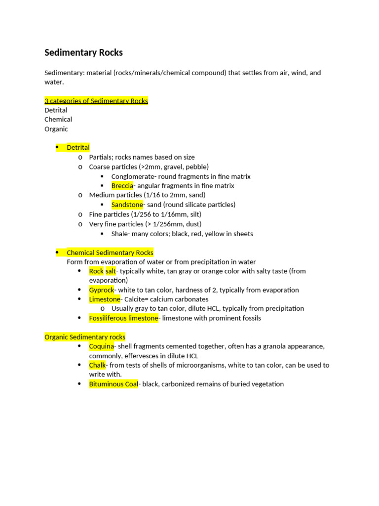 Sedimentary Rocks | PDF