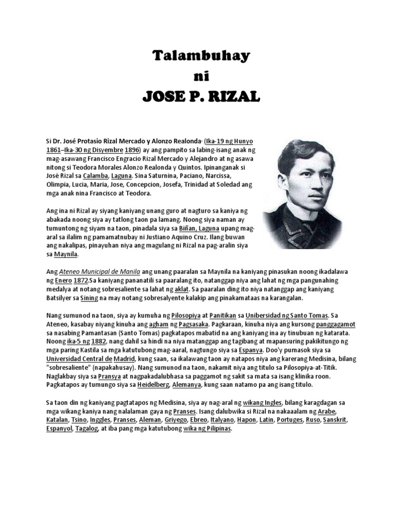 Talambuhay Ni Jose Rizal