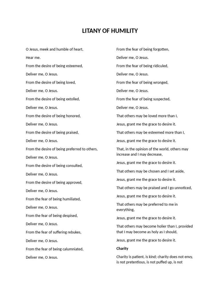LITANY OF HUMILITY | PDF
