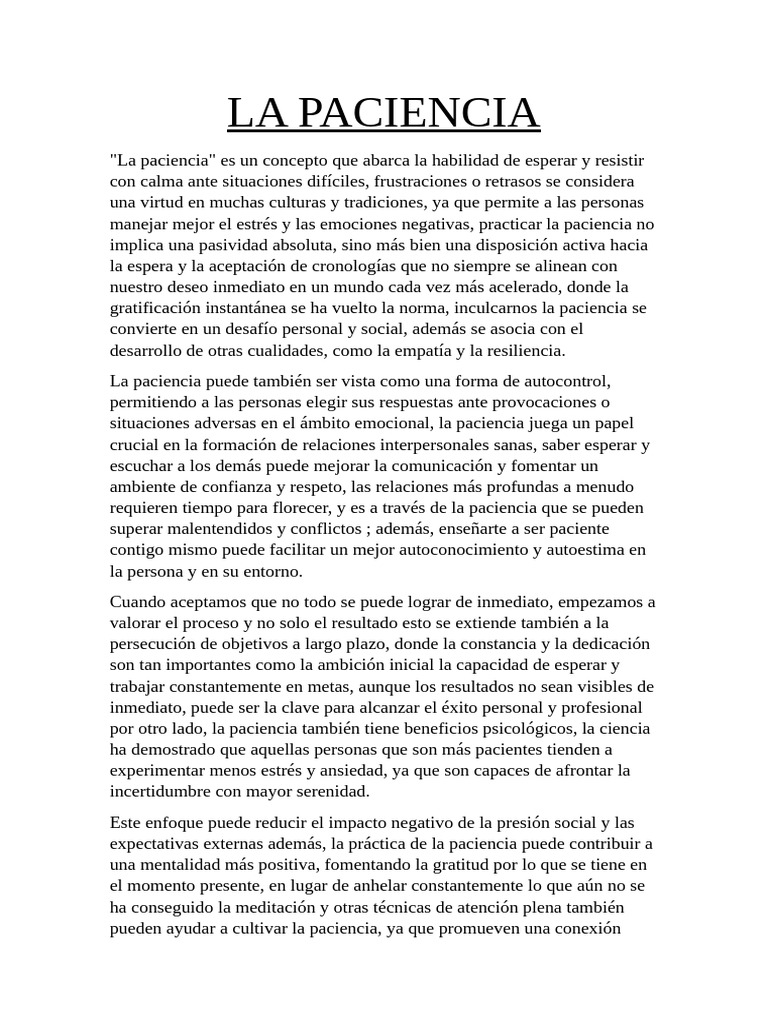La Paciencia | PDF