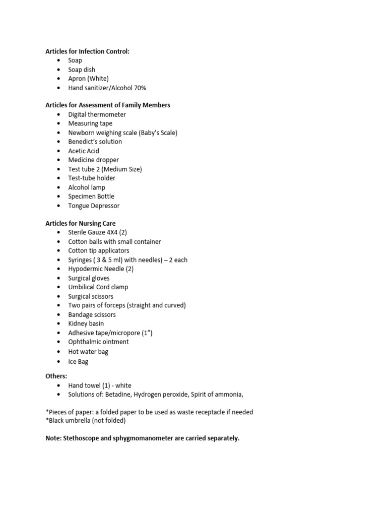 CHN Bag Contents | PDF