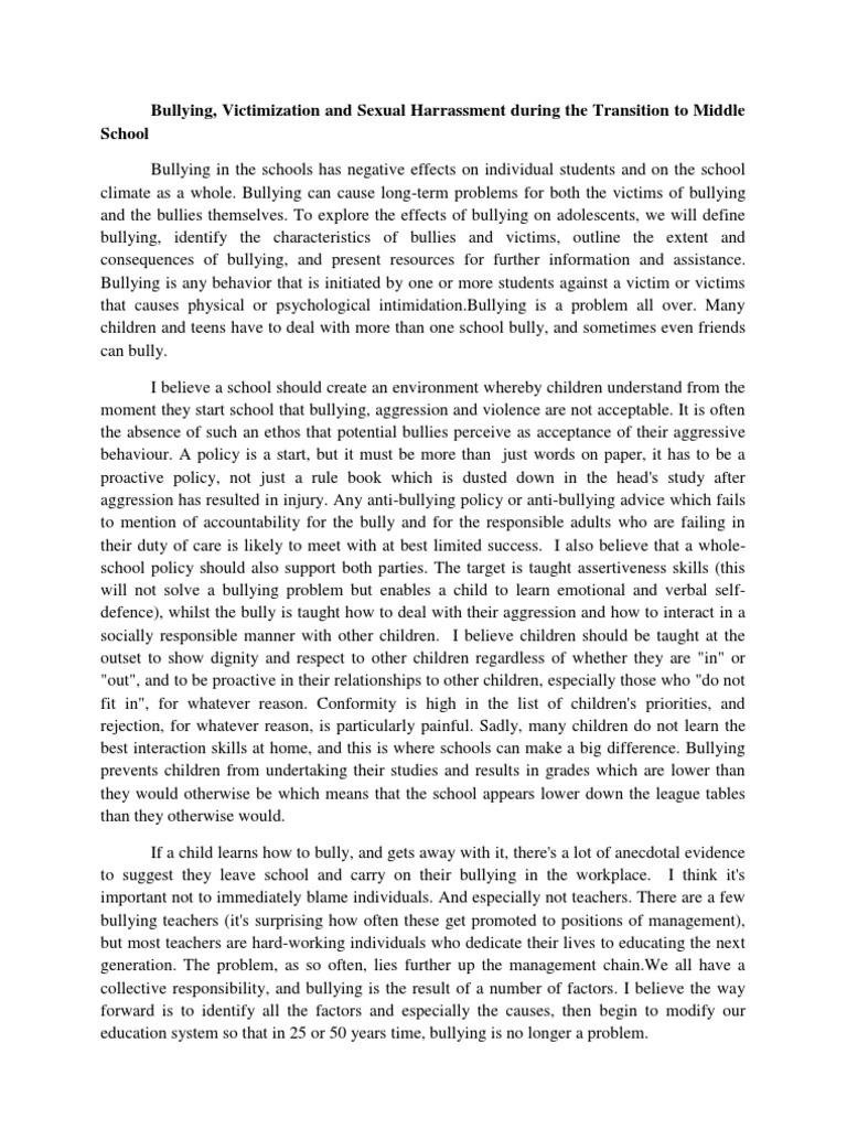 Bullying and Harassment in Middle School | PDF | Bullying | Aggression
