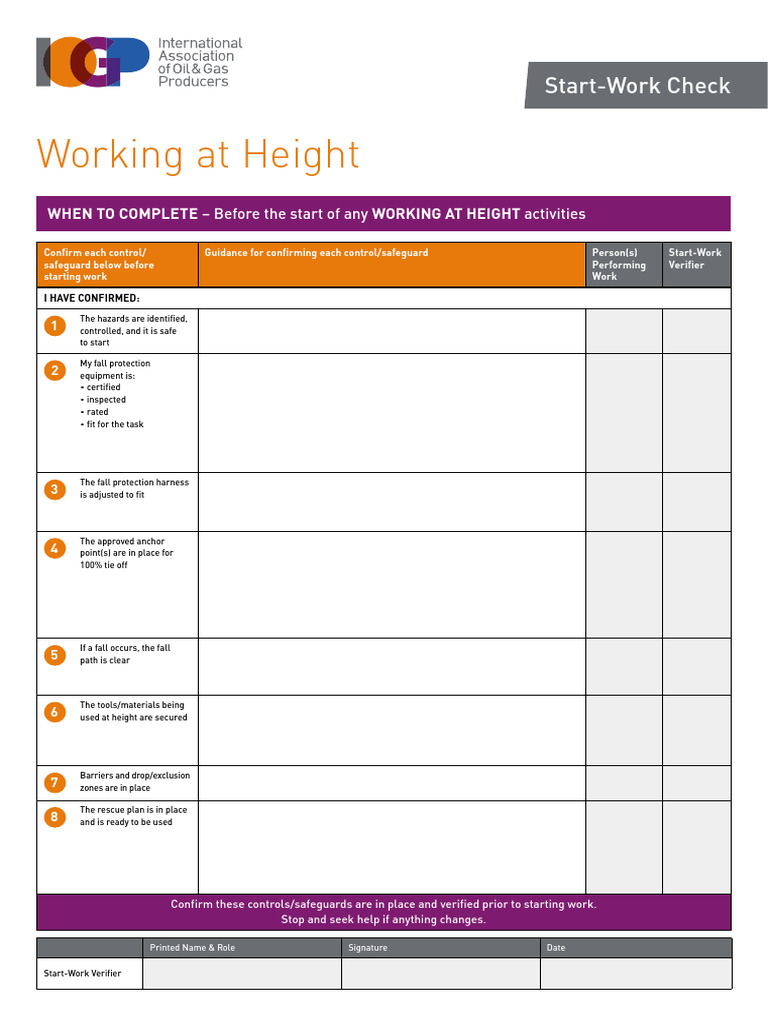 SWC - Working at Height - EDITABLE | PDF