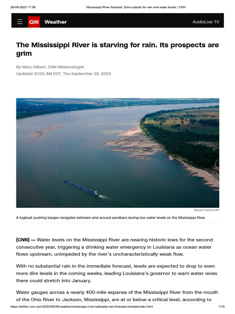 Mississippi River Forecast - Grim Outlook For Rain and Water Levels
