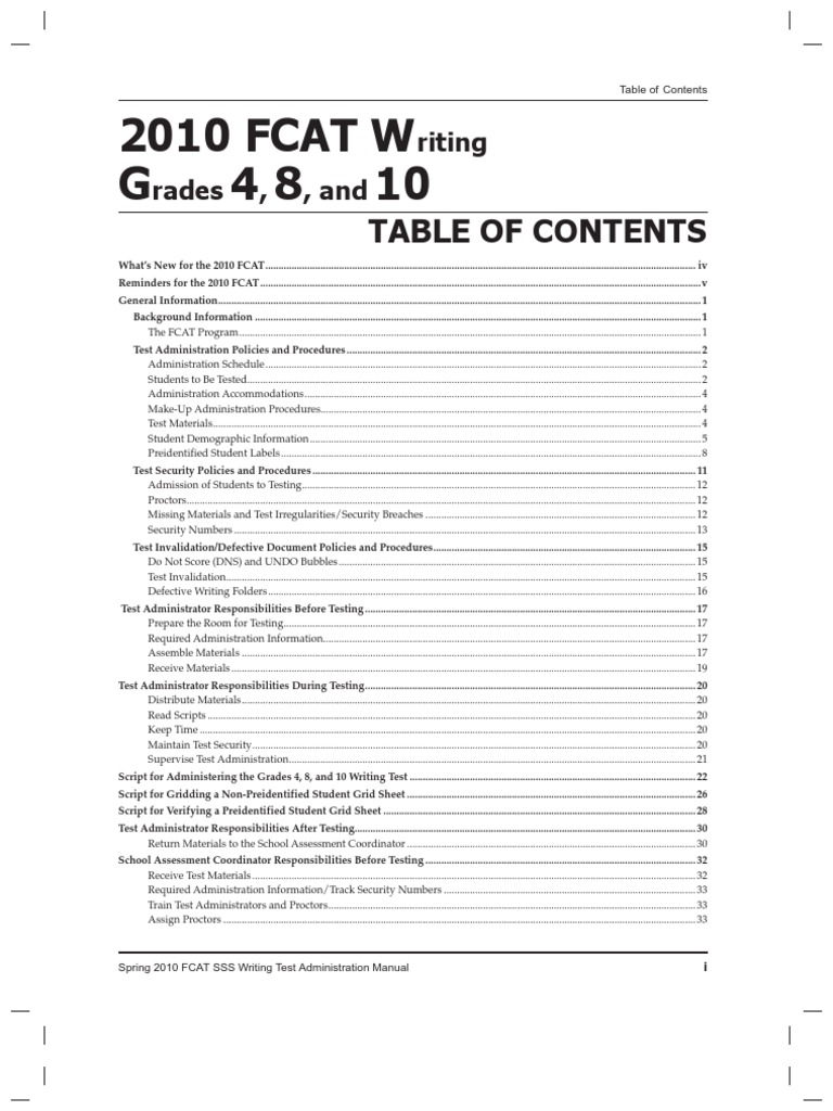 s10 Fcat Writing Tam - f01,0 | PDF | Individualized Education Program ...