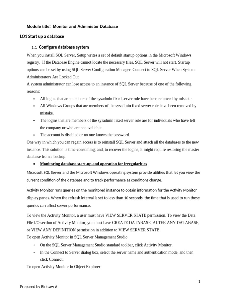 Monitor Database Final | PDF