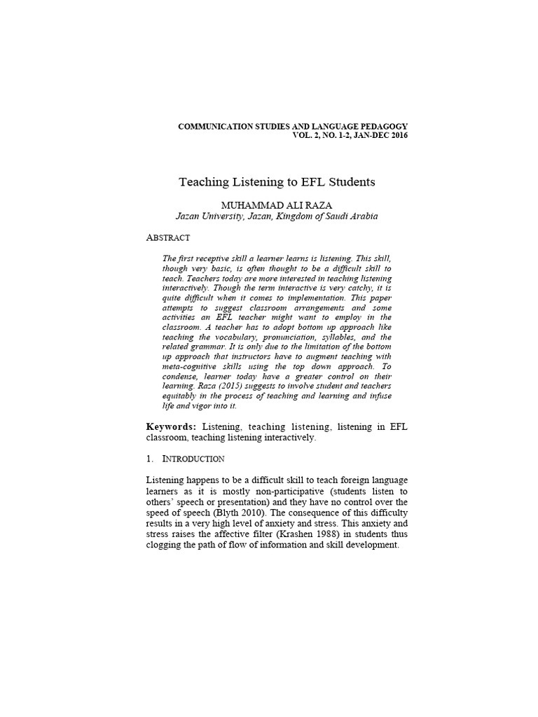 Teaching Listening To EFL Students | PDF