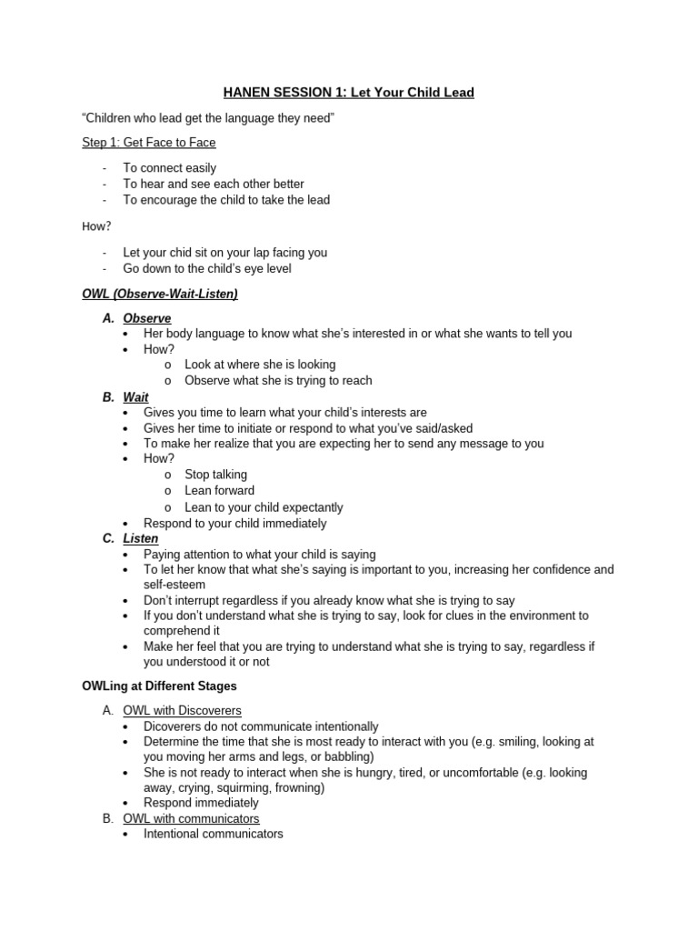 Hanen Outline | PDF