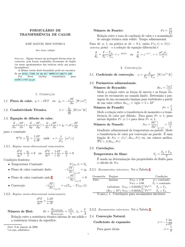 Formulario Transcal | PDF | Fenômenos de transporte | Mecânica