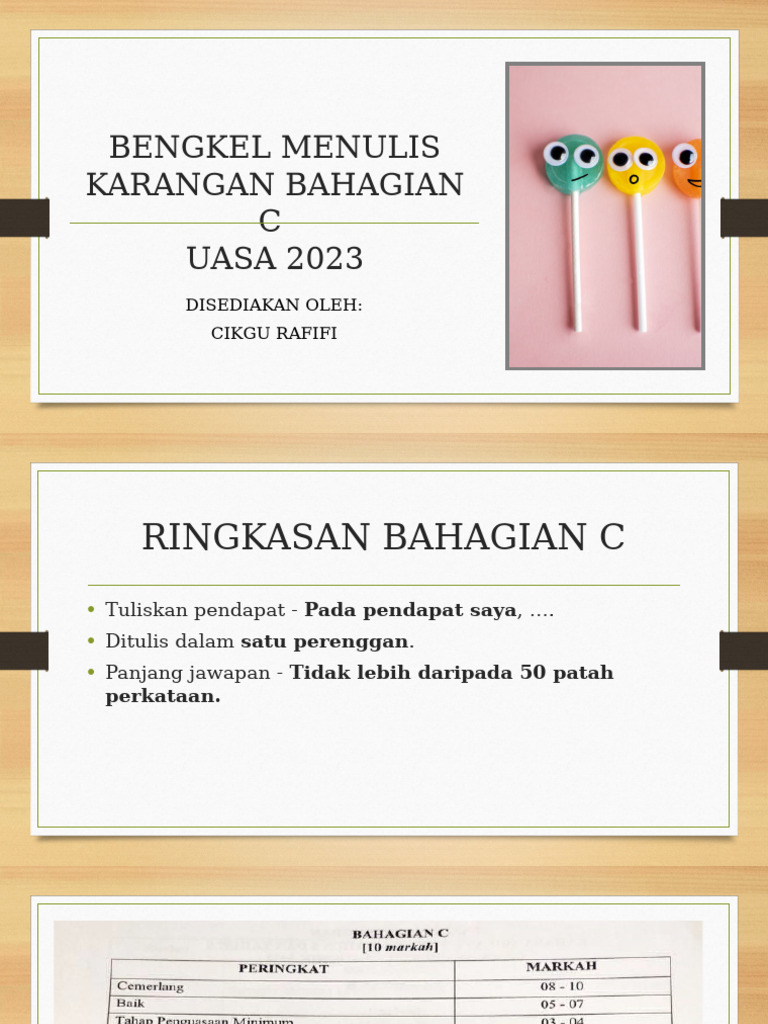 Bengkel Menulis Karangan Bahagian c Uasa 2023 | PDF