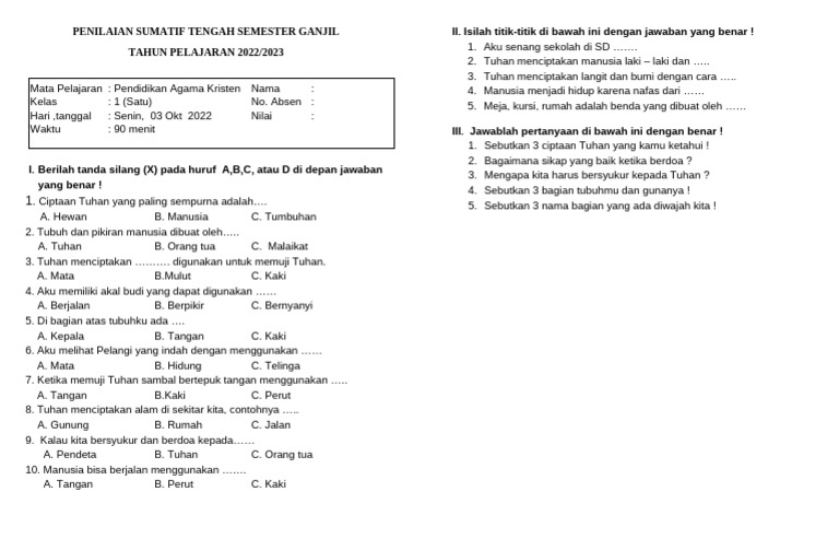 Agama Kristen Kelas 1 Pdf