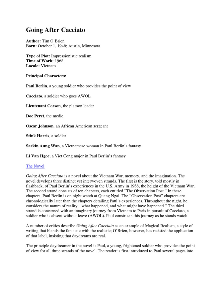Exploring Themes in Going After Cacciato PDF Armed Conflict Unrest