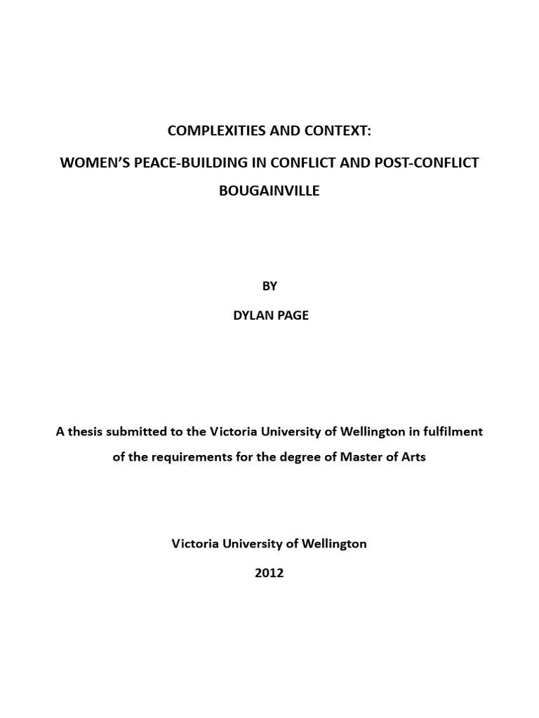 Complexities and Context. Womens Peace Building in Conflict and POst ...