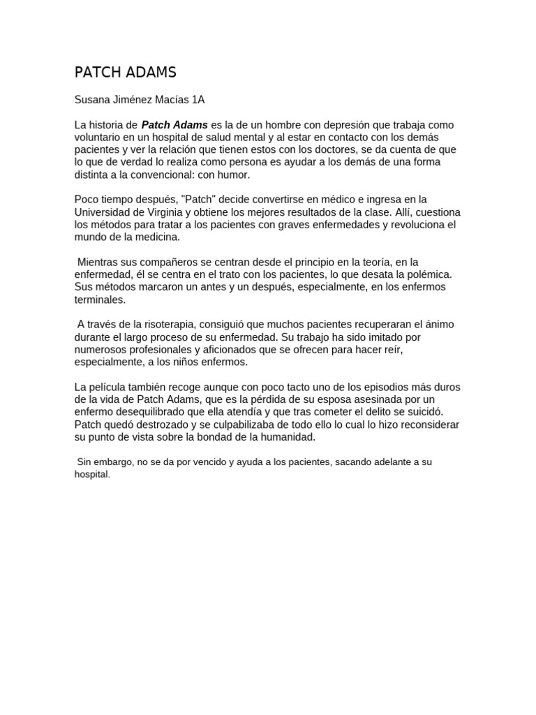 La Inspiradora Historia de Patch Adams | PDF