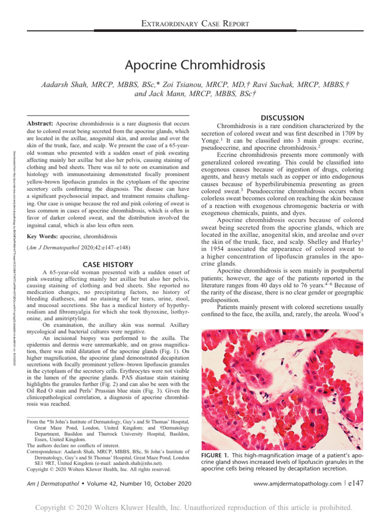 Apocrine Chromhidrosis | PDF