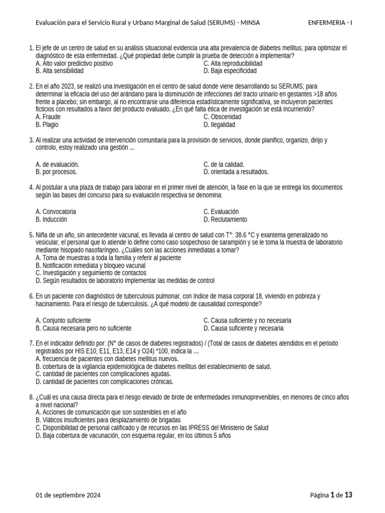 Enfermeria I Evaluacion Nacional de Las Carreras Profesionales de La ...