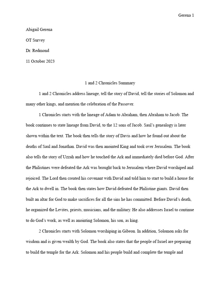 1 and 2 chronicles summary pdf