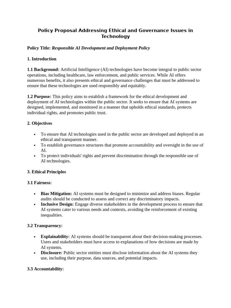Ethical AI Governance Policy Proposal | PDF | Governance | Business
