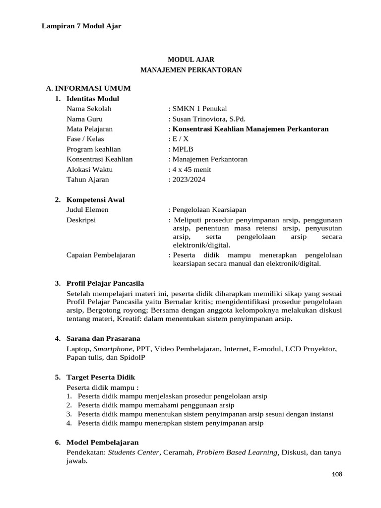 Format Modul Ajar - New Format by Babetono | PDF