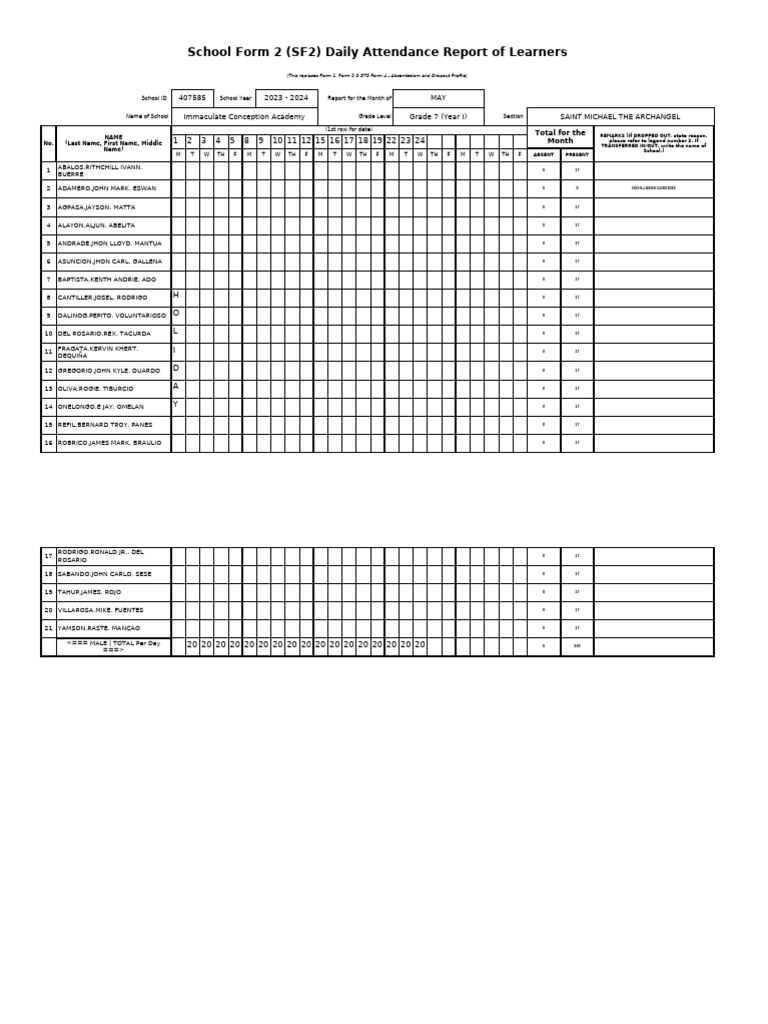 Sf2 2023 grade 7 year i saint michael the archangel 1 march pdf