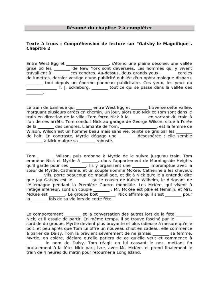2.résumé Du Chapitre 2 À Compléter + Analyse Du Chapitre 2 | PDF