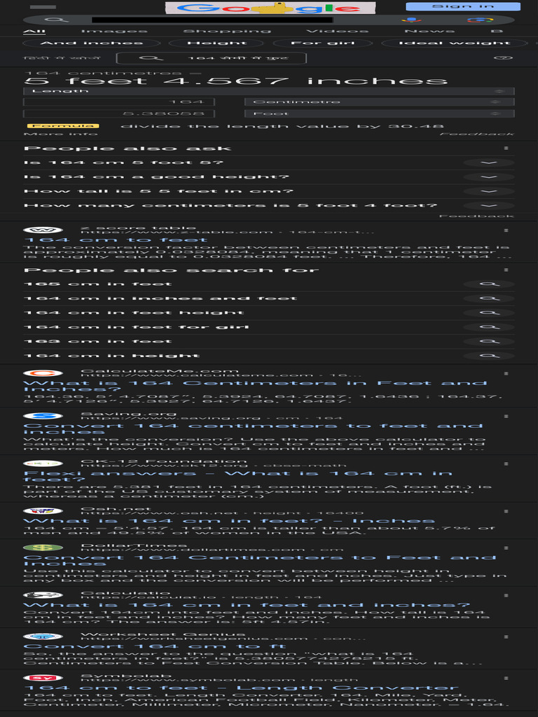 164 Cm in Feet - Google Search | PDF