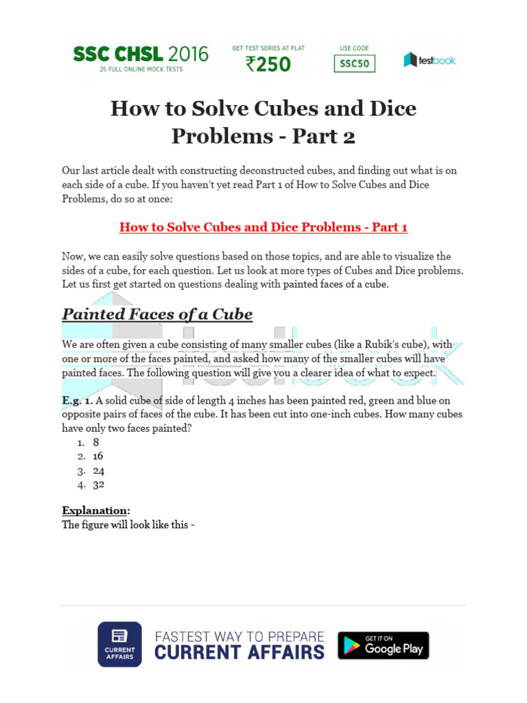 How To Solve Cubes and Dice Problems Part 2 | PDF
