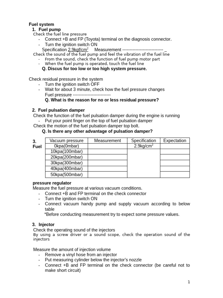 Lab 1 Fule System | PDF