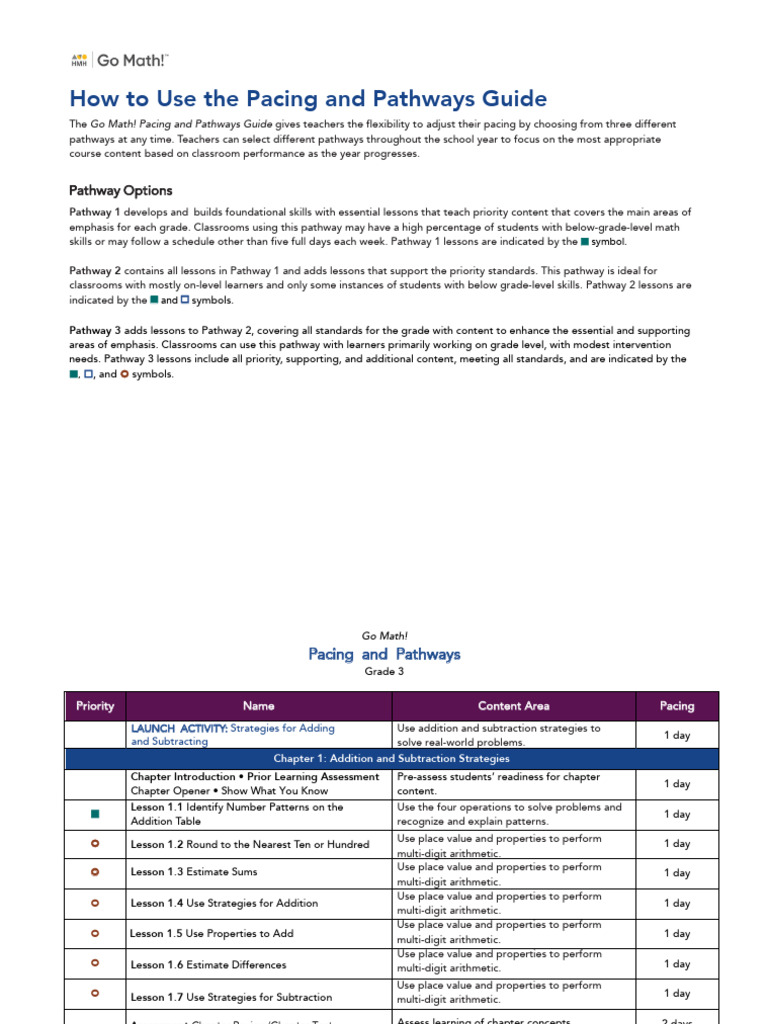 Go Math! Grade 3 Pathways Guide | PDF | Multiplication | Area