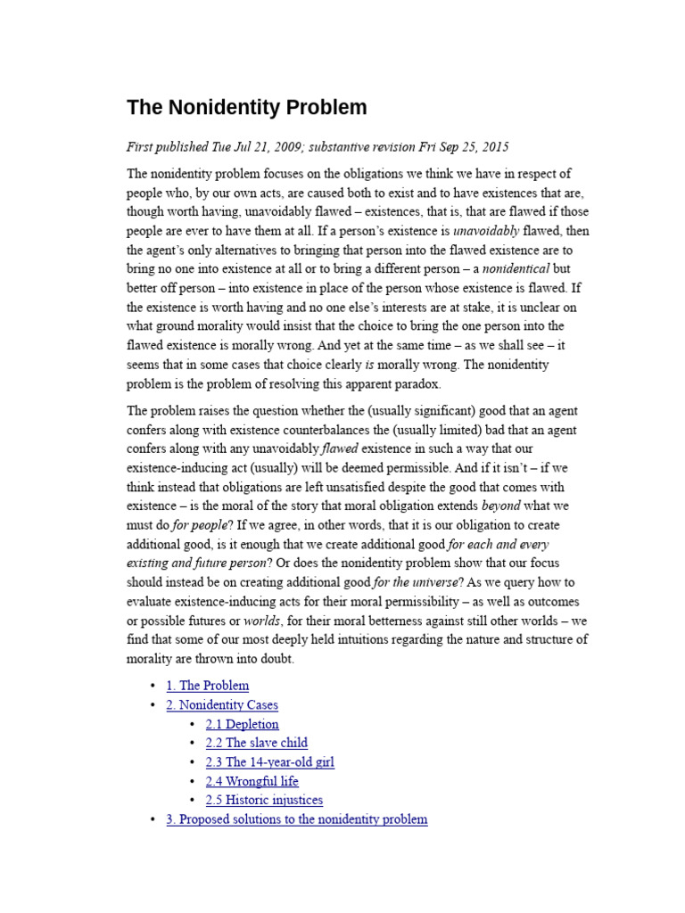 Roberts. M. A. (2015) - The Nonidentity Problem | PDF