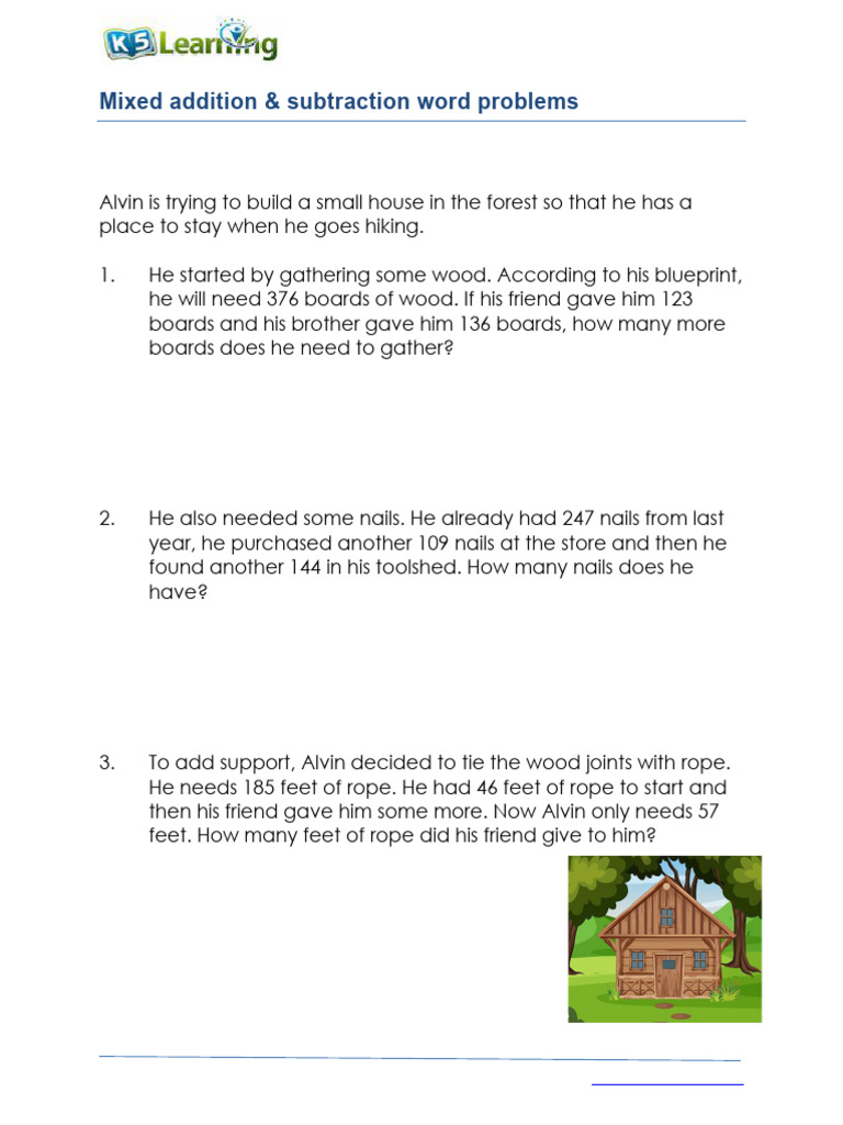 Mixed Addition and Subtraction Word Problems | PDF