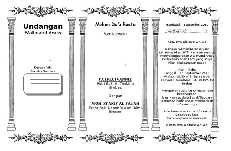 Contoh Undangan Pernikahan Kenduri Detil Gambar Online